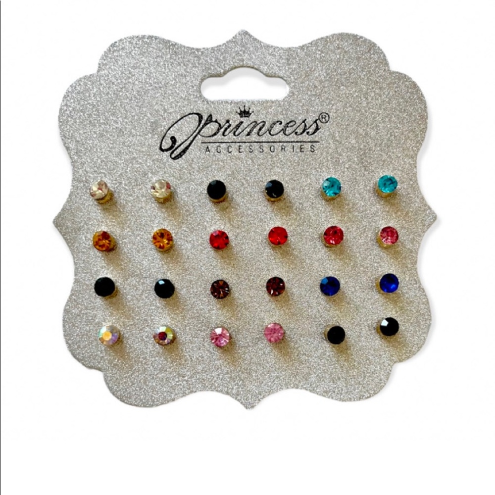 New 12 Pairs Crystal / Rhinestone Post Back Great Variety Of Colors!